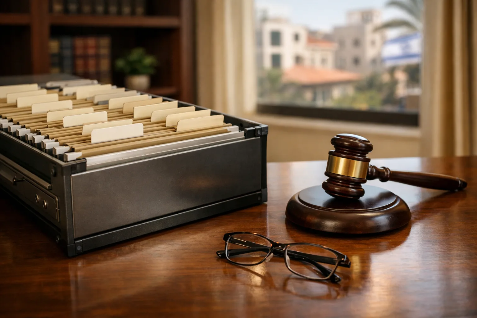 ארון תיוק מסודר במשרד עורך דין