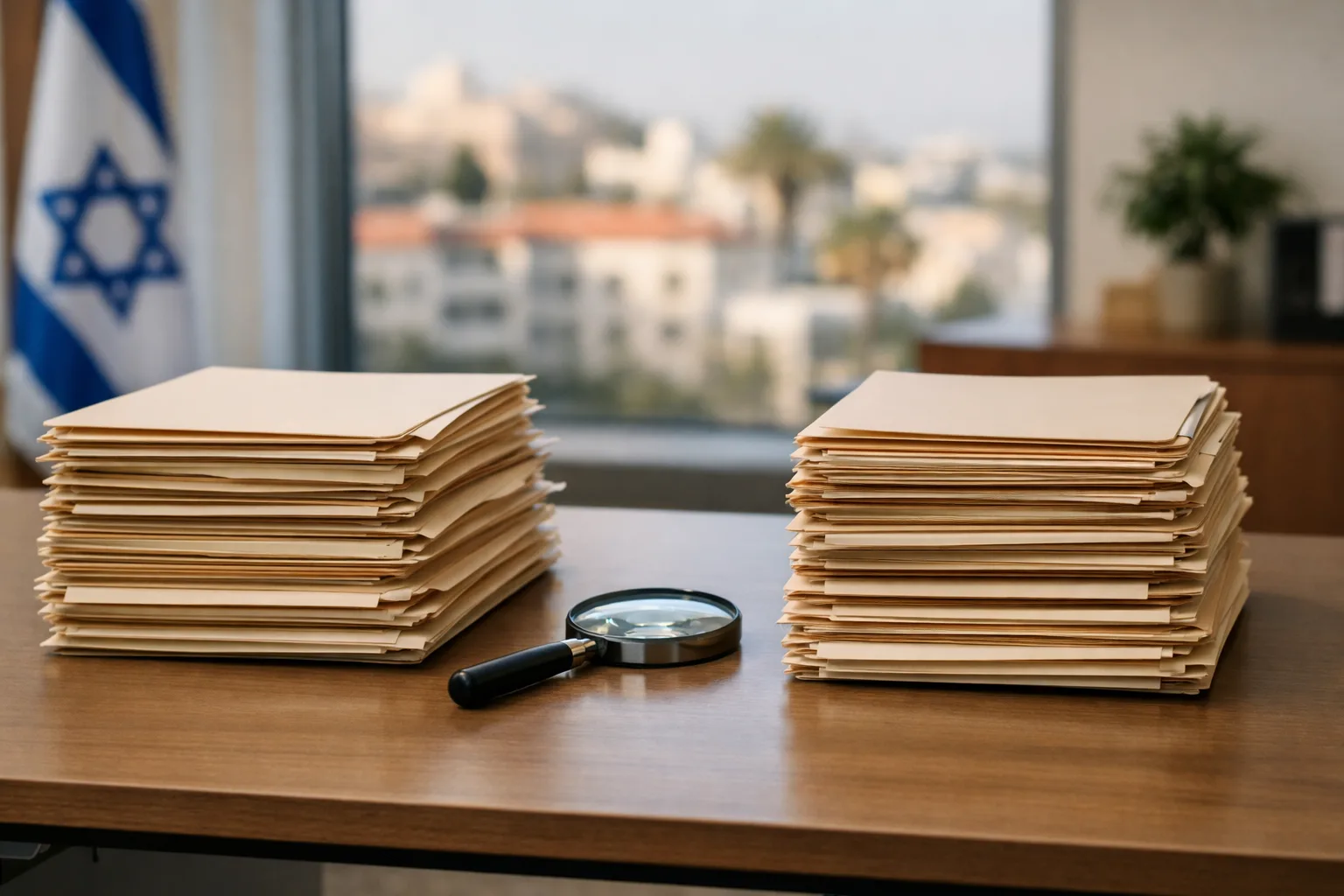 שתי ערימות תיקים משפטיים להשוואה