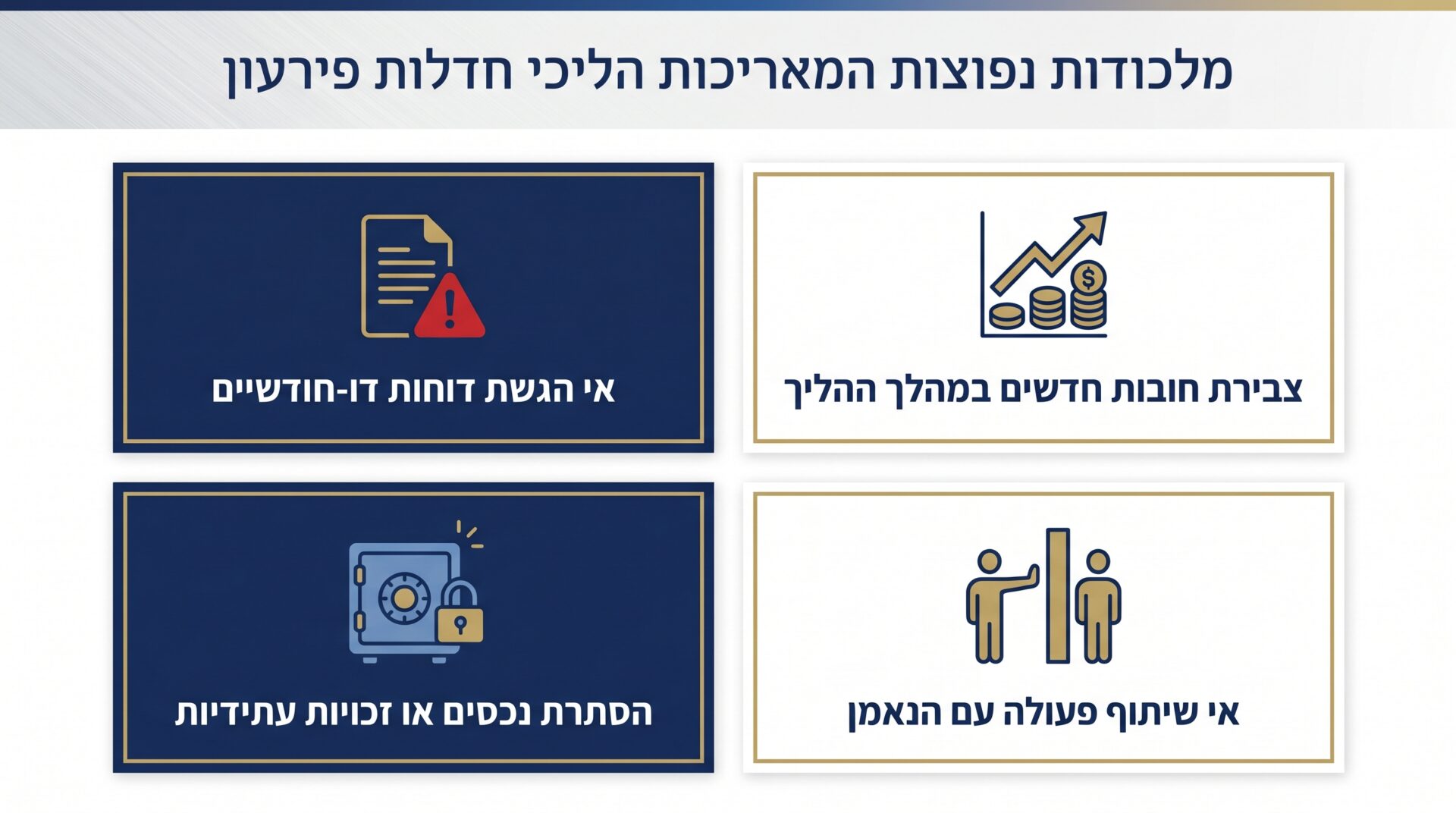 אורך הליך חדלות פירעון: מדריך שלב אחר שלב 7 מה גורם להליך חדלות פירעון להתארך מעבר לתכנון