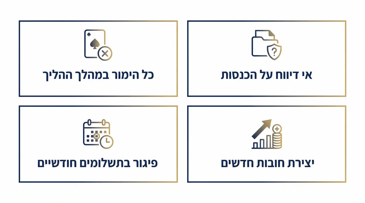 חוב הימורים חדלות פירעון: מדריך זכויות ודרכי התמודדות 3 הטעויות המסוכנות בניהול תיק חדלות פירעון אחרי מתן צו הפתיחה